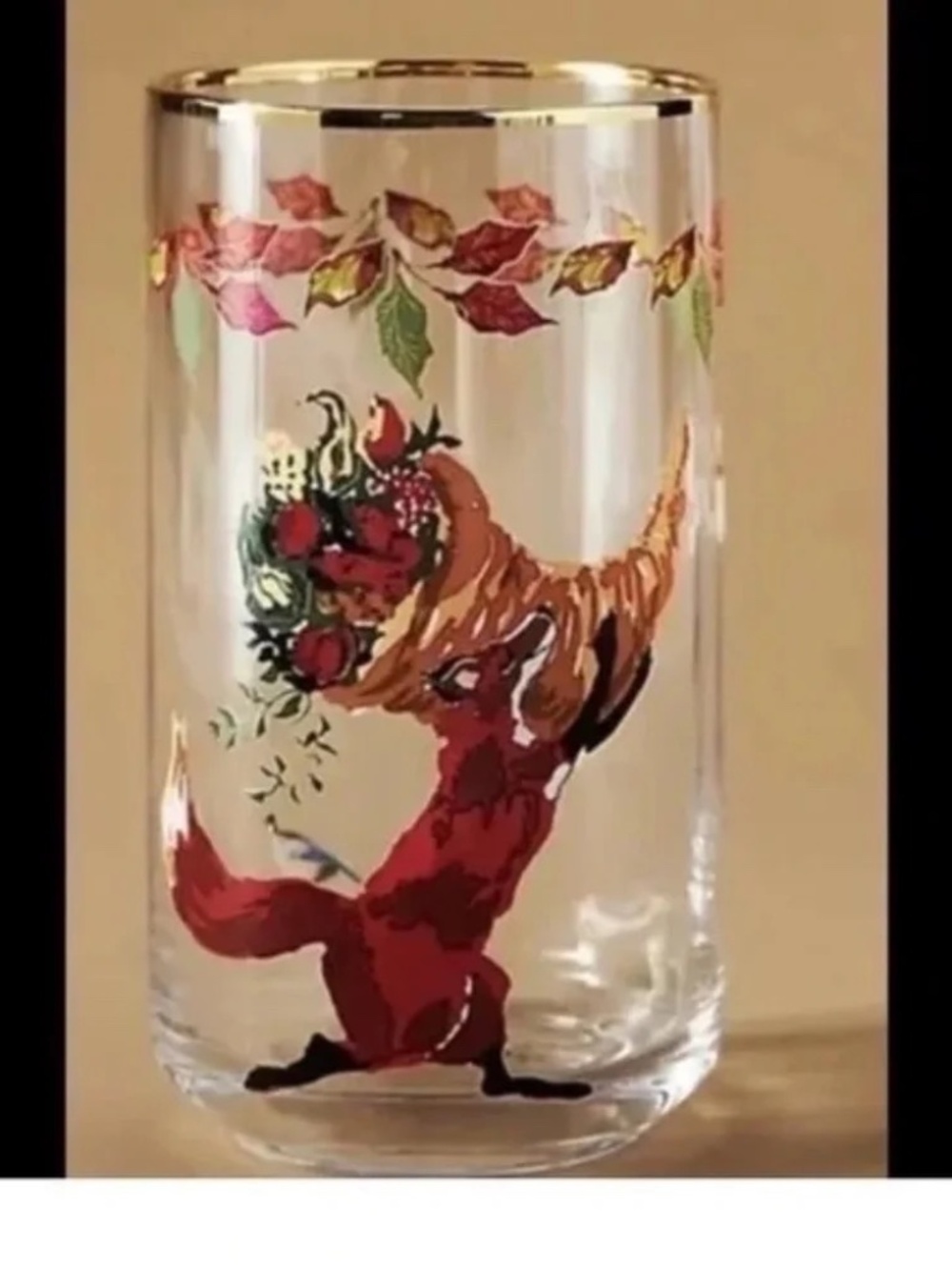 NWT Anthropologie Inslee Fariss Thanksgiving Fox Juice Glass